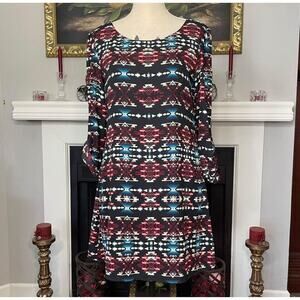 Speechless Women’s Short Aztec Tribal Print Dress Size Large